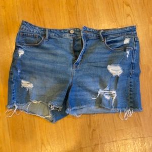 Ripped jean shorts